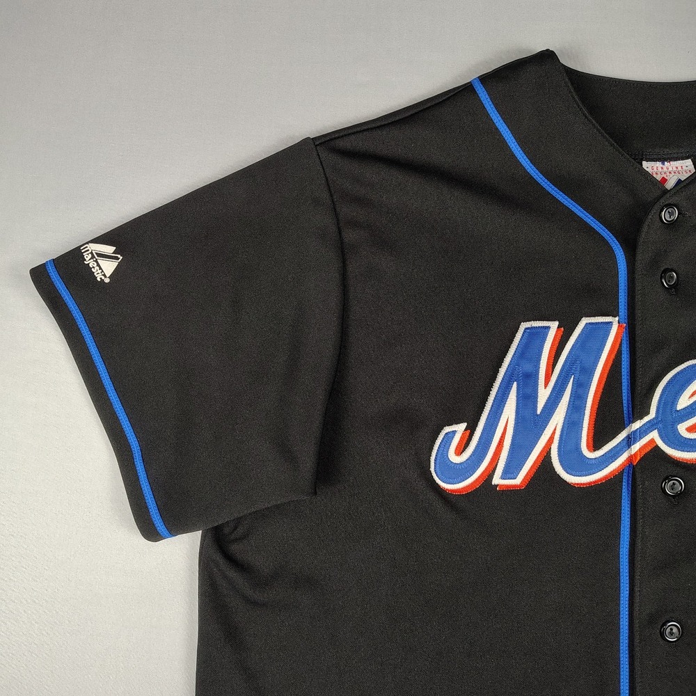 Vintage Majestic Jose Reyes #7 New York Mets Jersey Mens XL Black MLB Short Slv - Picture 5 of 16